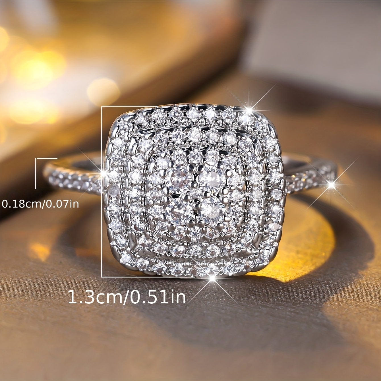 Women's Minimalist Square White Synthetic Zirconia Ring